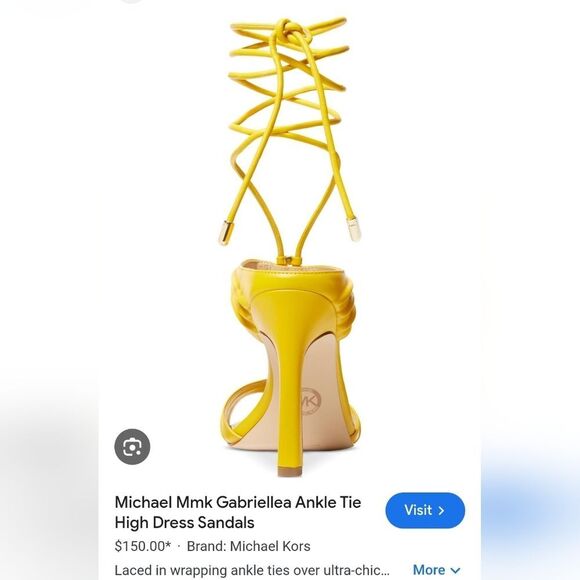 Michael Kors Yellow Michael Mmk Gabriellea Ankle Tie High Dress Sandals Size 8 - Picture 2 of 11